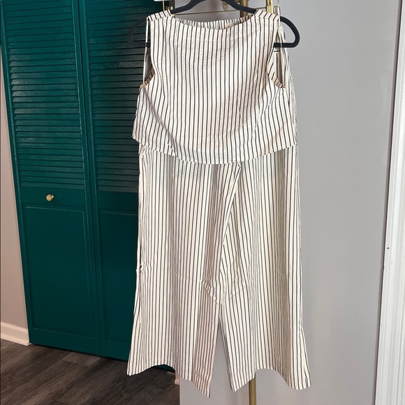 MABLE NEW Crop Top & Pant Women's Cream Striped Sleeveless 2 Piece Set - M $198 - Picture 16 of 16